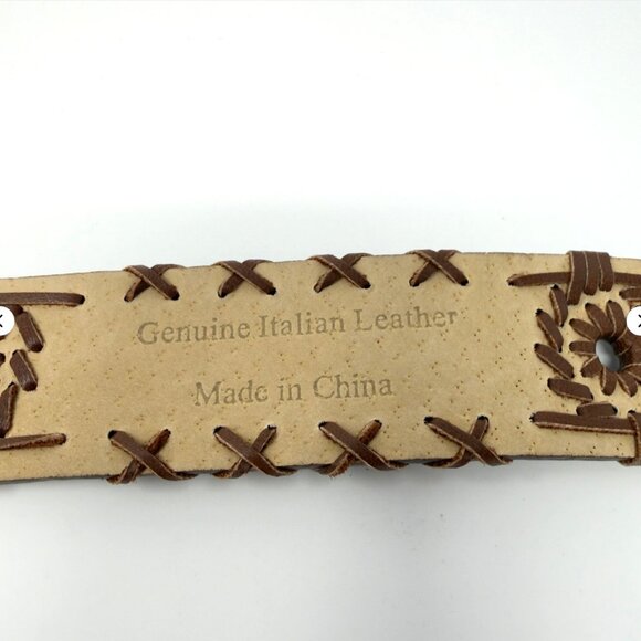 Betsey Johnson Leather Belt Studded Oval Buckle Brown M - Picture 6 of 8